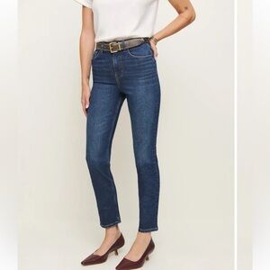 Reformation Ezra Super Stretch High Rise Straight Jeans in Galene Size 25